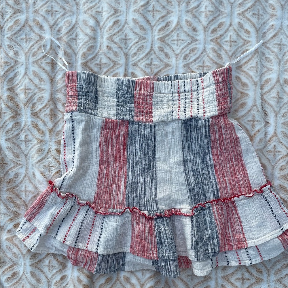 Red, white and blue striped skirt